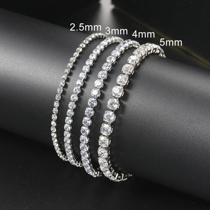 This tennis bracelet is made from 925 sterling silver with a white gold plated finish. It has a simple and elegant design that fits any style. Light, comfortable, and easy to wear every day or on special occasions.